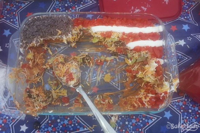 Festive 4th of July Flag Bean Dip - Bakerlady